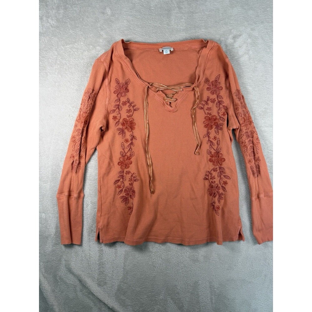 Sundance Catalog Orange Embroidered Sweatshirt Size M Boho Western Beachy